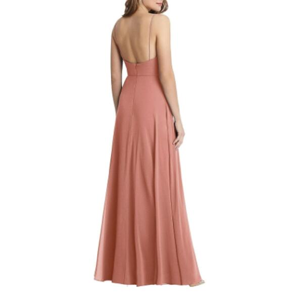 New ~ LOVELY ~ Square Neck Chiffon Maxi Dress With Front Slit Size 6 HOMECOMING - Picture 2 of 8